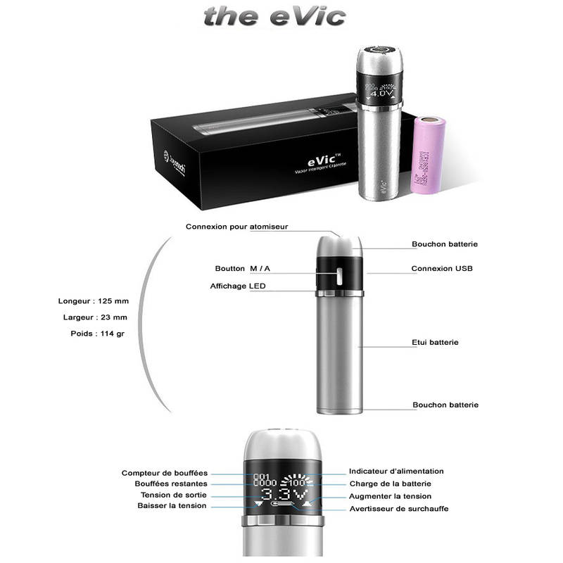 Coffret Mod eVic 2600mAh, cigarette lectronique, - BYCIG